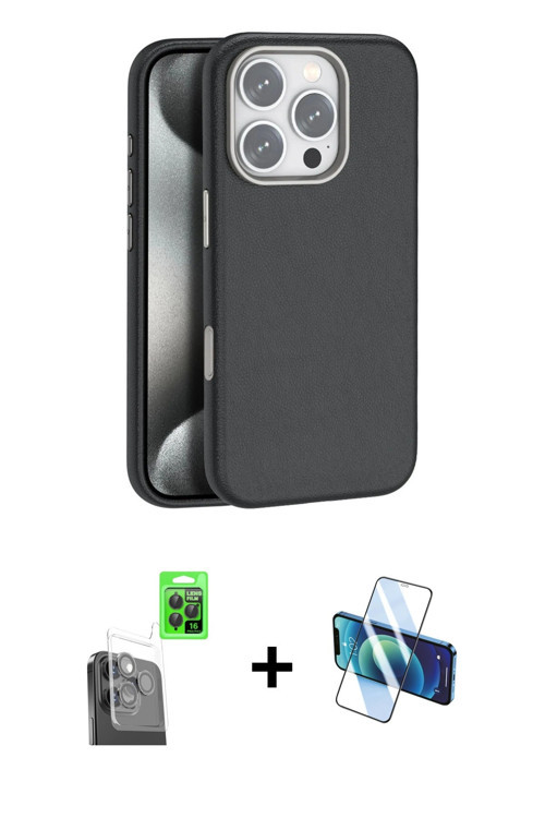 ieg™ iPhone 16 Pro Max Kılıf Zirve Modern Prime - Siyah 3D Antistatik Seramik Nano Ekran Koruyucu +