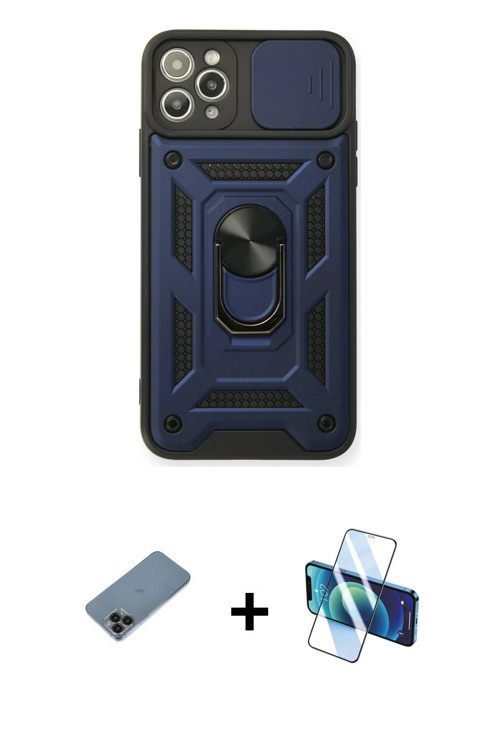 ieg™ iPhone 11 Pro Kılıf Ahenk Klasik - Siyah 3D Antistatik Seramik Nano Ekran Koruyucu + Siyah Shin