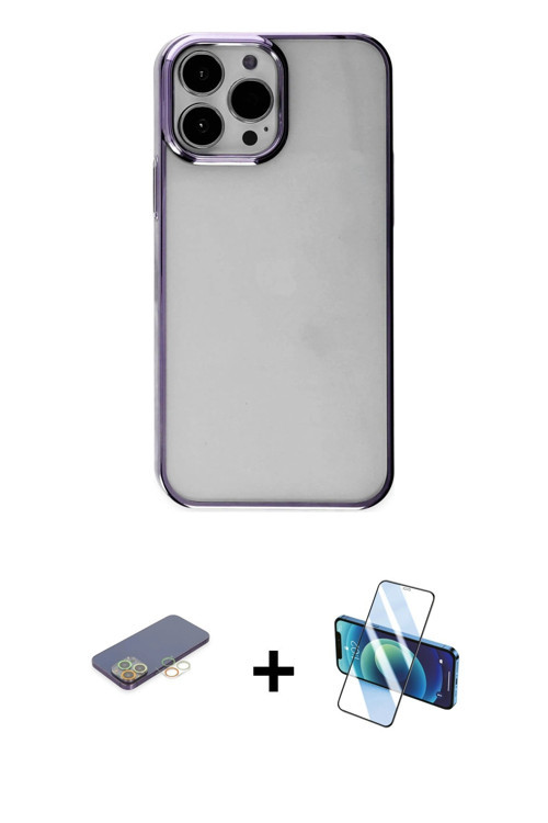 ieg™ iPhone 13 Pro Kılıf Doruk Doku Prime - Siyah 3D Antistatik Seramik Nano Ekran Koruyucu + Sarı R