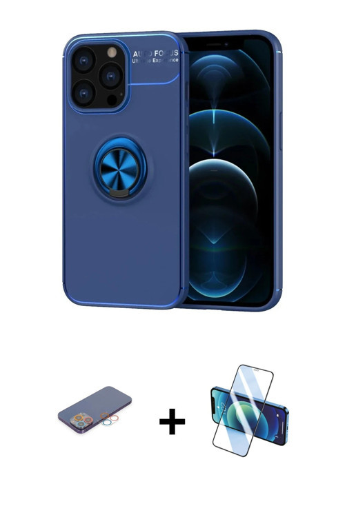 ieg™ iPhone 13 Pro Kılıf Yankı Form Prime - Siyah 3D Antistatik Seramik Nano Ekran Koruyucu + Pembe
