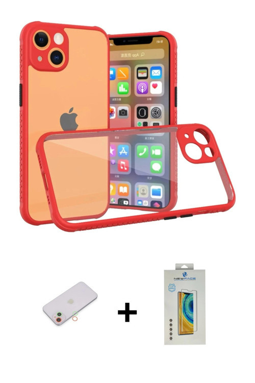 ieg™ iPhone 13 Mini Kılıf Nova Asil Özel Seri - Siyah Polymer Nano Ekran Koruyucu + Yeşil Renkli Kam