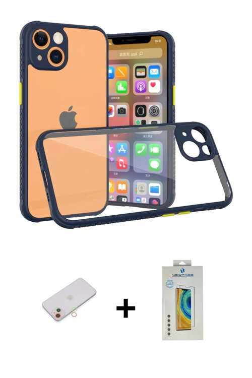 ieg™ iPhone 13 Mini Kılıf Nova Asil Özel Seri - Siyah Polymer Nano Ekran Koruyucu + Yeşil Renkli Kam
