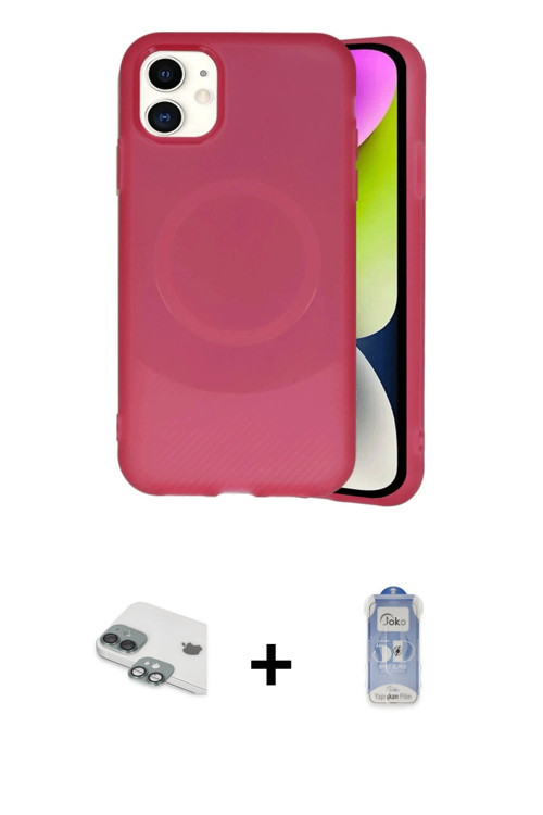 ieg™ iPhone 11 Kılıf Ufuk Serisi - Siyah Joko Magic 5D Cam + Yeşil Pers Alüminyum Kamera Lens