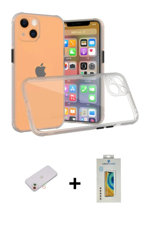 ieg™ iPhone 13 Mini Kılıf Nova Asil Özel Seri - Siyah Polymer Nano Ekran Koruyucu + Yeşil Renkli Kam