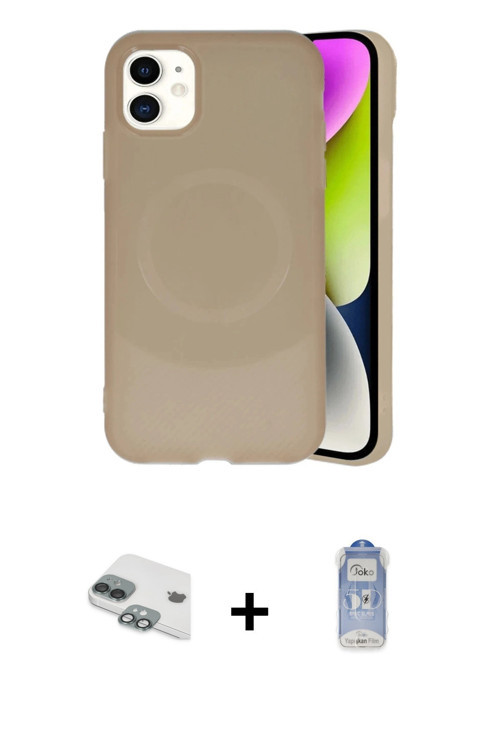 ieg™ iPhone 11 Kılıf Ufuk Serisi - Siyah Joko Magic 5D Cam + Yeşil Pers Alüminyum Kamera Lens