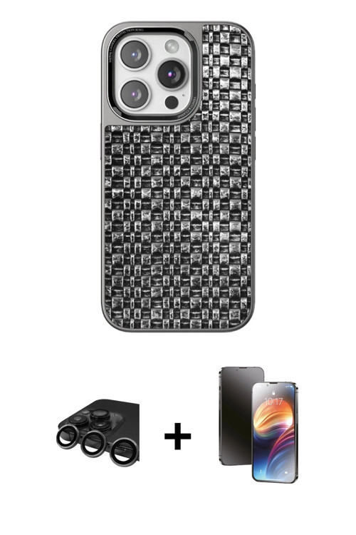 ieg™ iPhone 15 Pro Kılıf Siluet Form Serisi - Siyah 3D Antistatik Mat Seramik Nano Ekran Koruyucu +