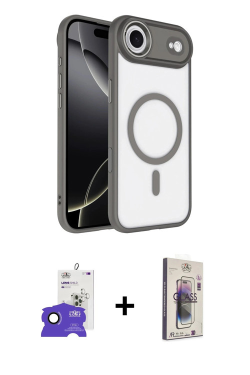 ieg™ iPhone 17 Air Kılıf Kıvılcım Prime - Siyah Bilvis 3D Cam Ekran Koruyucu + Siyah Bilvis Titan Ka