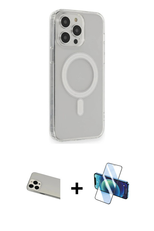 ieg™ iPhone 13 Pro Max Kılıf Pusula Çizgi Koleksiyonu - Siyah 3D Antistatik Cam Ekran Koruyucu + Bey