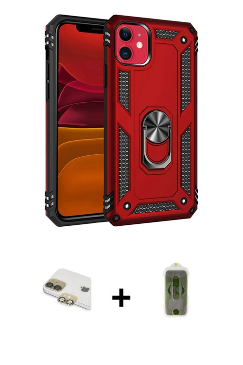 ieg™ iPhone 11 Kılıf Ahenk Klasik Koleksiyonu - Siyah Joko Magic 5D Hayalet Cam + Gold Pers Alüminyu