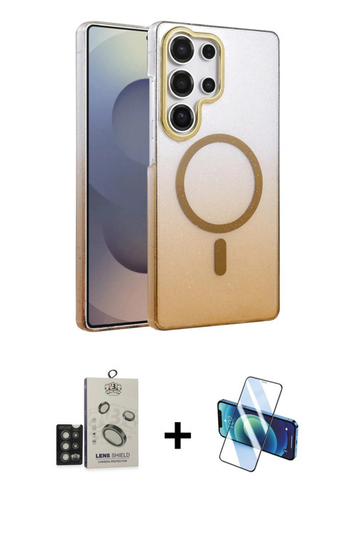 ieg™ Galaxy S25 Ultra Kılıf Ahenk Doku Özel Seri - Siyah 3D Antistatik Seramik Nano Ekran Koruyucu +