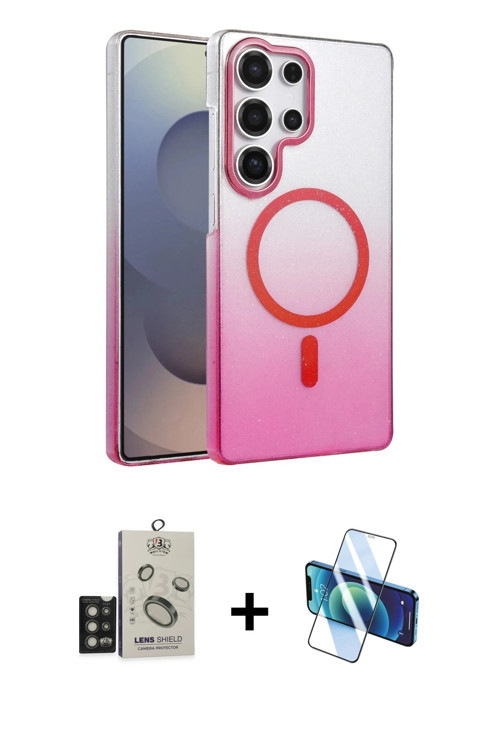 ieg™ Galaxy S25 Ultra Kılıf Ahenk Doku Özel Seri - Siyah 3D Antistatik Seramik Nano Ekran Koruyucu +
