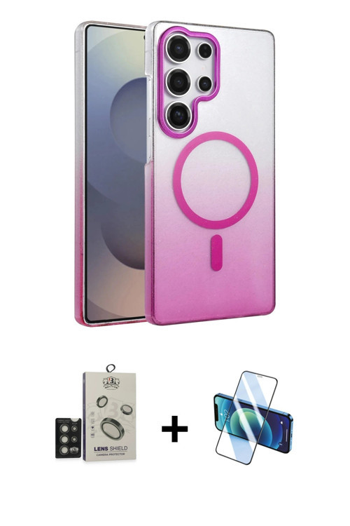 ieg™ Galaxy S25 Ultra Kılıf Ahenk Doku Özel Seri - Siyah 3D Antistatik Seramik Nano Ekran Koruyucu +