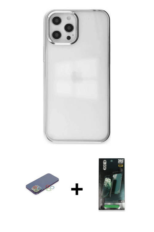 ieg™ iPhone 12 Pro Max Kılıf Doruk Doku Prime - Siyah 360 Mat Full Body Arka Koruyucu + Mavi Renkli