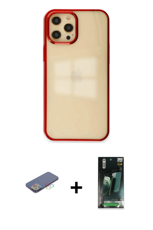 ieg™ iPhone 12 Pro Max Kılıf Doruk Doku Prime - Siyah 360 Mat Full Body Arka Koruyucu + Mavi Renkli