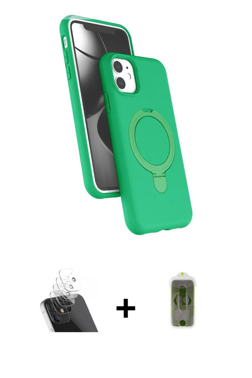 ieg™ iPhone 11 Kılıf İz Işık Koleksiyonu - Siyah Joko Magic 5D Hayalet Cam + Şeffaf Kamera Lens Koru