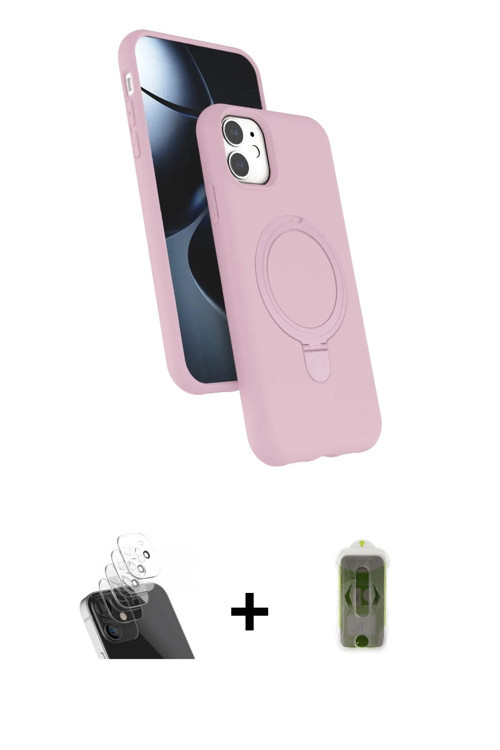 ieg™ iPhone 11 Kılıf İz Işık Koleksiyonu - Siyah Joko Magic 5D Hayalet Cam + Şeffaf Kamera Lens Koru