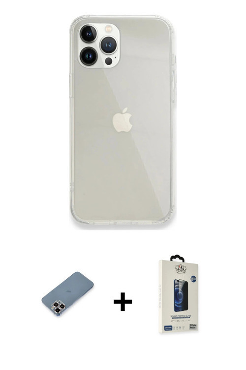 ieg™ iPhone 13 Pro Max Kılıf Vadi Asil Prime - Siyah Bilvis Hayalet Cam Ekran Koruyucu + Mor Metal K