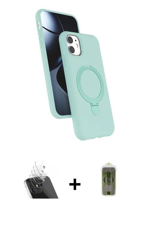 ieg™ iPhone 11 Kılıf İz Işık Koleksiyonu - Siyah Joko Magic 5D Hayalet Cam + Şeffaf Kamera Lens Koru