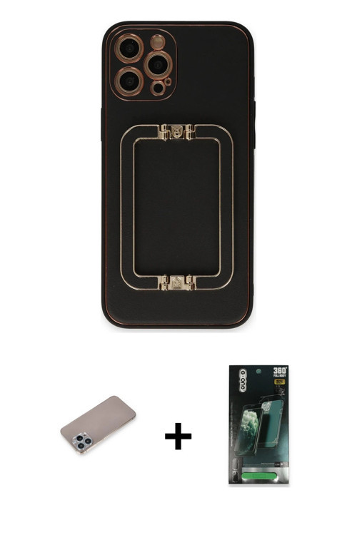 ieg™ iPhone 12 Pro Max Kılıf Kozmos Minimal Prime - Şeffaf 360 Full Body Arka Koruyucu + Sierra Blue
