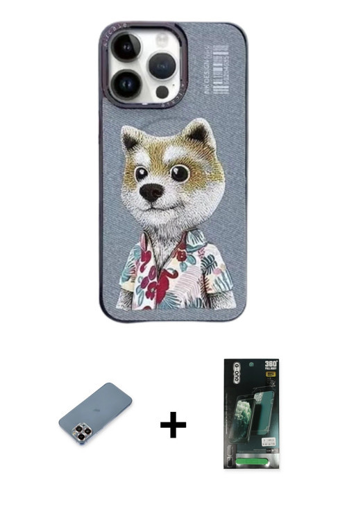 ieg™ iPhone 13 Pro Max Kılıf Siluet Modern Özel Seri - Şeffaf 360 Full Body Arka Koruyucu + Mor Meta