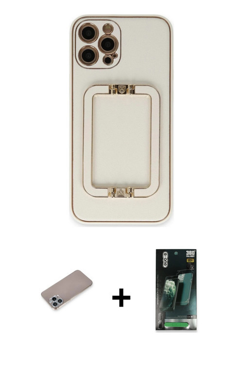 ieg™ iPhone 12 Pro Max Kılıf Kozmos Minimal Prime - Şeffaf 360 Full Body Arka Koruyucu + Sierra Blue