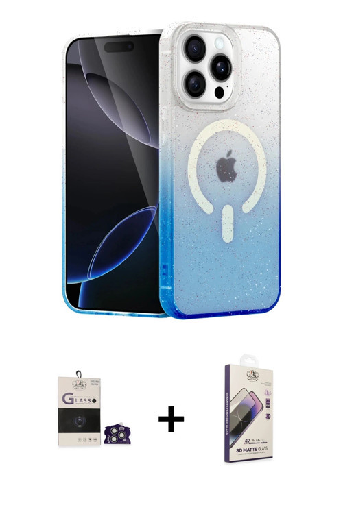ieg™ iPhone 14 Pro Max Kılıf Eksen Minimal Özel Seri - Siyah Bilvis 3D Mat Cam Ekran Koruyucu + Gümü