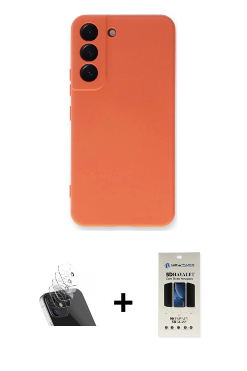 ieg™ Galaxy S22 Plus Kılıf Ahenk Serisi - Siyah 5D Hayalet Cam Ekran Koruyucu + Şeffaf Kamera Lens K