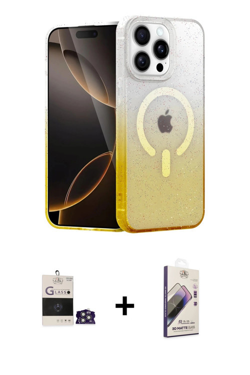 ieg™ iPhone 14 Pro Max Kılıf Eksen Minimal Özel Seri - Siyah Bilvis 3D Mat Cam Ekran Koruyucu + Gümü