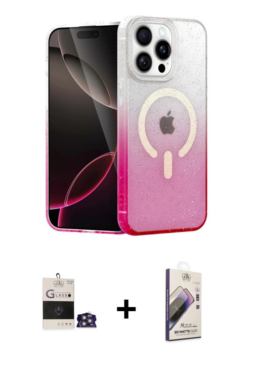 ieg™ iPhone 14 Pro Max Kılıf Eksen Minimal Özel Seri - Siyah Bilvis 3D Mat Cam Ekran Koruyucu + Gümü