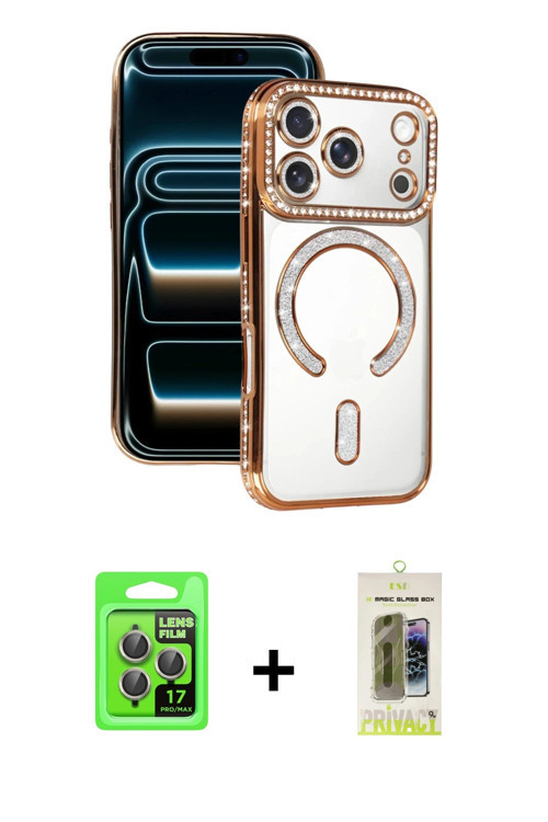 iPhone 17 Pro Kılıf Zirve Doku Prime - Siyah Joko Magic 5D Hayalet Cam + Gri Raze Metal Kamera
