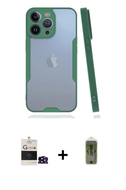 ieg™ iPhone 14 Pro Max Kılıf Atlas Asil Serisi - Siyah Joko Magic 5D Hayalet Cam + Siyah Bilvis Tita