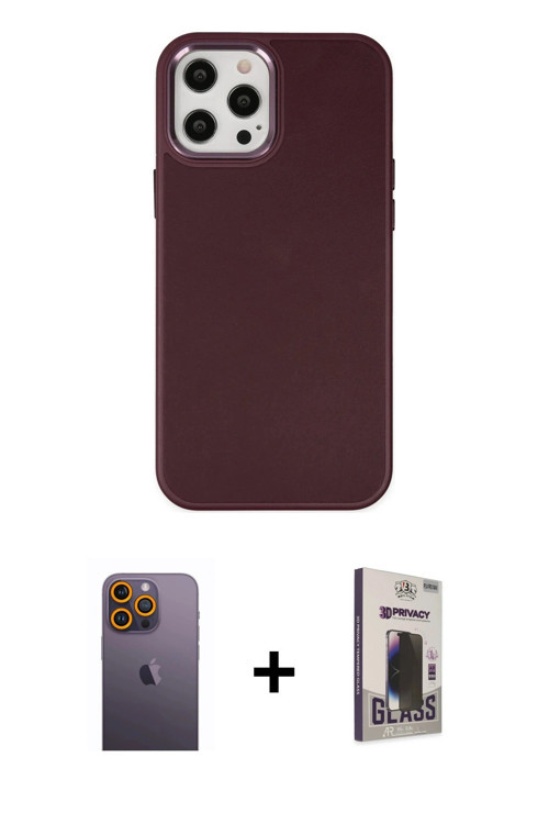 iPhone 12 Pro Max Kılıf Çekirdek Çizgi - Siyah Bilvis Hayalet Cam Ekran Koruyucu + Sarı Neon Fo