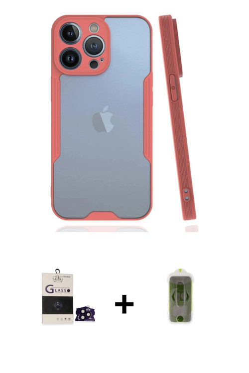 ieg™ iPhone 14 Pro Max Kılıf Atlas Asil Serisi - Siyah Joko Magic 5D Hayalet Cam + Siyah Bilvis Tita