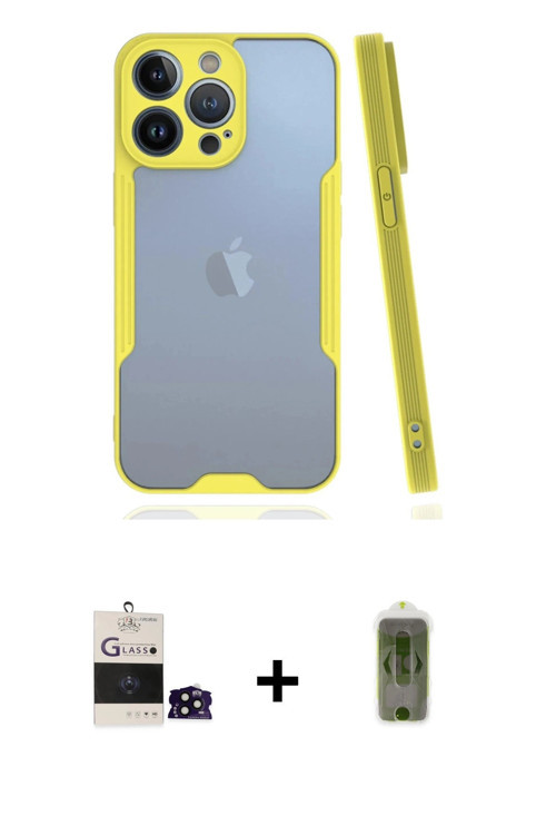ieg™ iPhone 14 Pro Max Kılıf Atlas Asil Serisi - Siyah Joko Magic 5D Hayalet Cam + Siyah Bilvis Tita