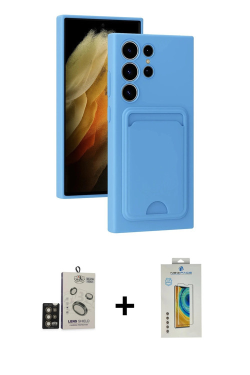 ieg™ Galaxy S24 Ultra Kılıf Vadi Çizgi Prime - Siyah Polymer Nano Ekran Koruyucu + Gold Bilvis Titan
