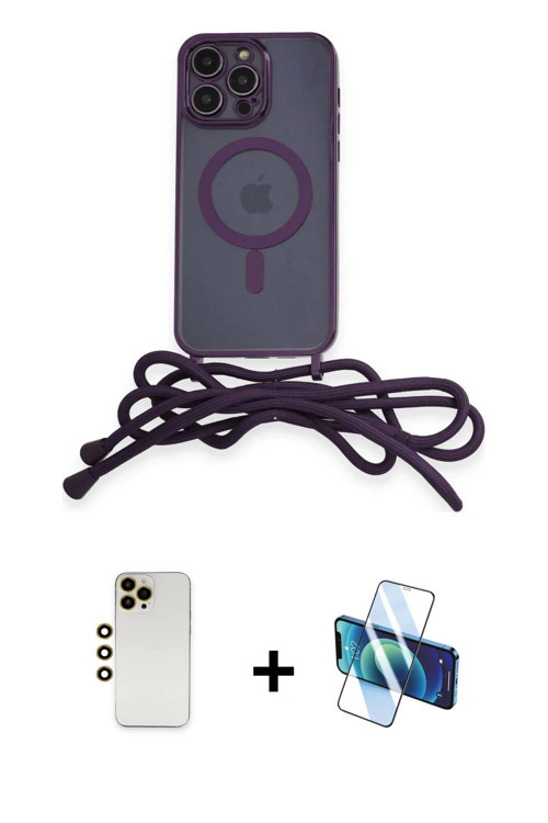 ieg™ iPhone 12 Pro Max Kılıf Eksen Özel Seri - Siyah 3D Antistatik Cam Ekran Koruyucu + Gold Shine K