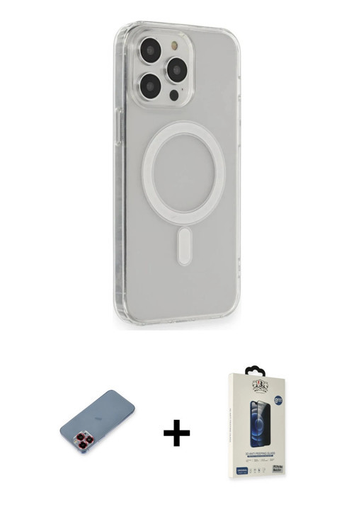 ieg™ iPhone 13 Pro Max Kılıf Pusula Çizgi Koleksiyonu - Siyah Bilvis Hayalet Cam Ekran Koruyucu + Kı