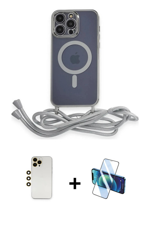 ieg™ iPhone 12 Pro Max Kılıf Eksen Özel Seri - Siyah 3D Antistatik Cam Ekran Koruyucu + Gold Shine K