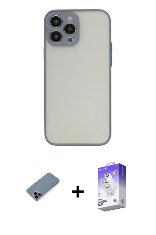 ieg™ iPhone 13 Pro Max Kılıf Ahenk Çizgi Serisi - Siyah Bilvis 5in1 3D Magic Cam Ekran Koruyucu + Kı