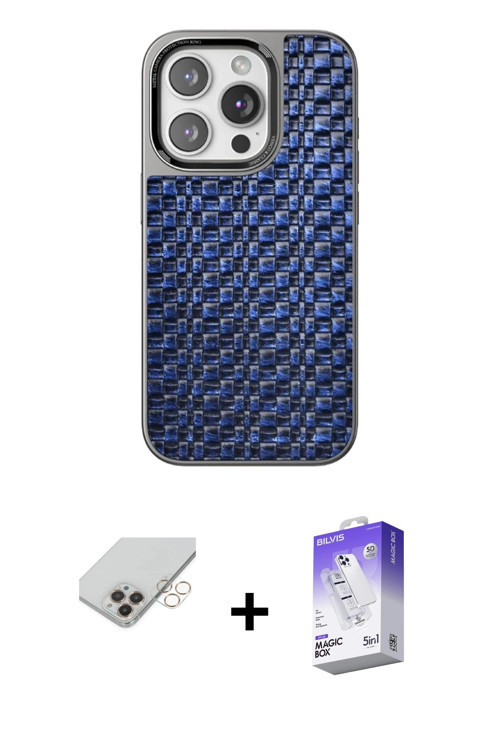 ieg™ iPhone 14 Pro Max Kılıf Siluet Form Serisi - Siyah Bilvis 5in1 3D Magic Cam Ekran Koruyucu + Go
