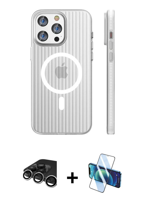 ieg™ iPhone 15 Pro Max Kılıf Pusula Minimal Koleksiyonu - Siyah 3D Antistatik Seramik Nano Ekran Kor
