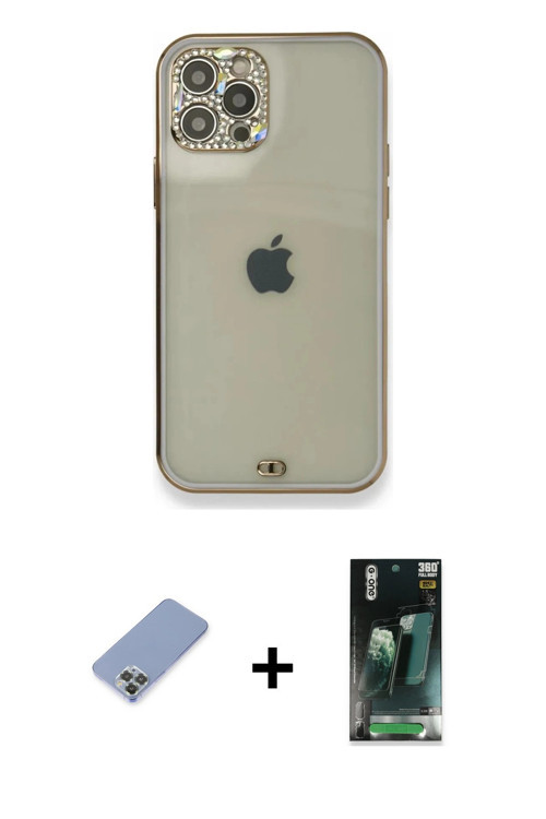 ieg™ iPhone 12 Pro Kılıf Eksen Minimal Koleksiyonu - Şeffaf 360 Full Body Arka Koruyucu + Koyu Yeşil
