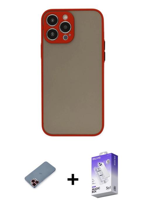 ieg™ iPhone 13 Pro Max Kılıf Ahenk Çizgi Serisi - Siyah Bilvis 5in1 3D Magic Cam Ekran Koruyucu + Kı
