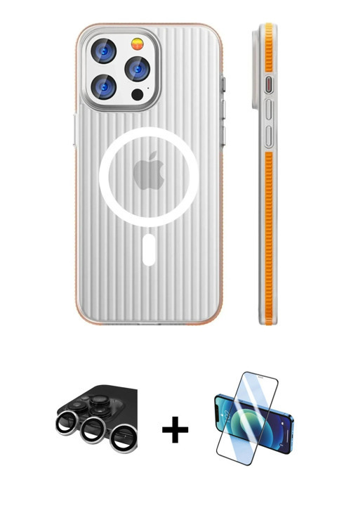 ieg™ iPhone 15 Pro Max Kılıf Pusula Minimal Koleksiyonu - Siyah 3D Antistatik Seramik Nano Ekran Kor