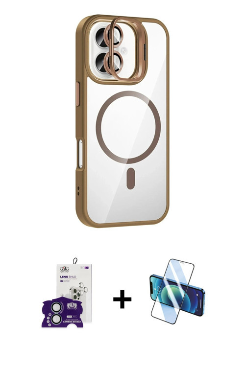 ieg™ iPhone 16 Kılıf Yadigar Asil Koleksiyonu - Siyah 3D Antistatik Seramik Nano Ekran Koruyucu + Ye
