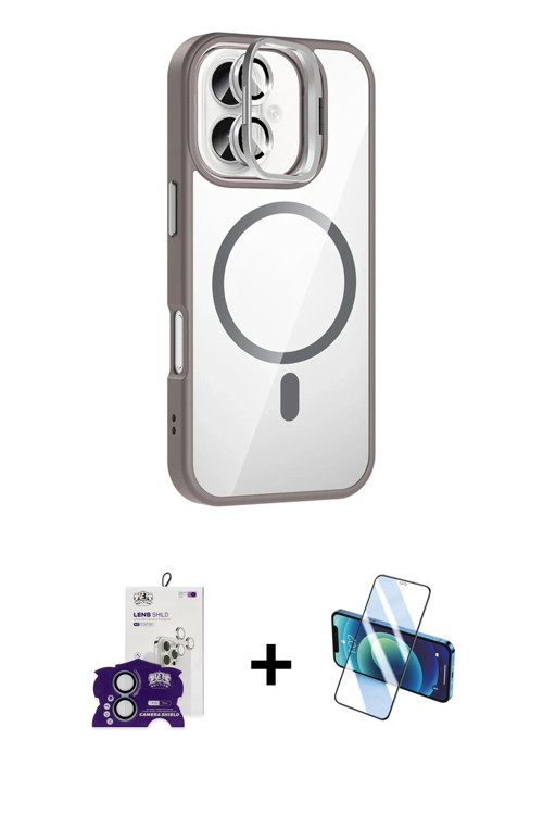 ieg™ iPhone 16 Kılıf Yadigar Asil Koleksiyonu - Siyah 3D Antistatik Seramik Nano Ekran Koruyucu + Ye