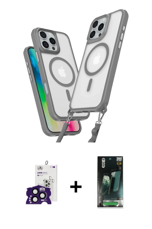 ieg™ iPhone 16 Pro Max Kılıf Atlas Doku Koleksiyonu - Siyah 360 Mat Full Body Arka Koruyucu + Siyah