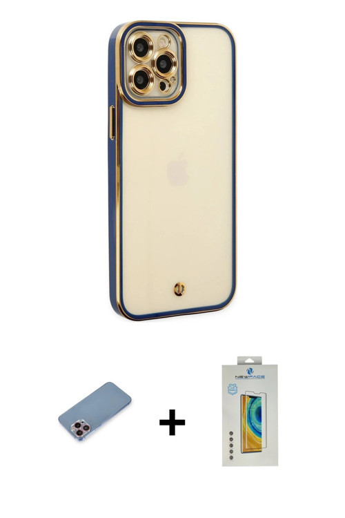 ieg™ iPhone 12 Pro Max Kılıf Çekirdek Klasik Serisi - Siyah Polymer Nano Ekran Koruyucu + Pembe Shin