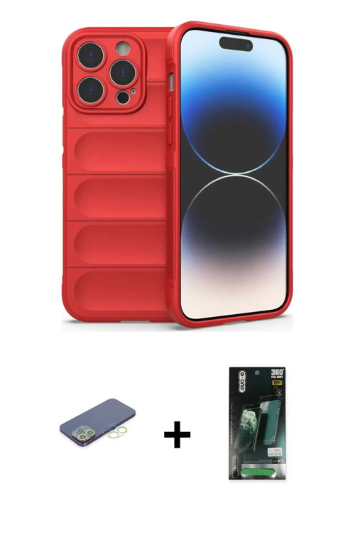 ieg™ iPhone 13 Pro Max Kılıf Atlas Koleksiyonu - Şeffaf 360 Full Body Arka Koruyucu + Yeşil Renkli K
