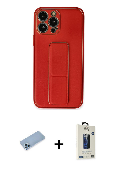 ieg™ iPhone 13 Pro Max Kılıf Akış Doku - Siyah Bilvis Hayalet Cam Ekran Koruyucu + Mavi Shine Kamera